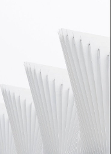 Sculptural pavilion with vertical facade fins