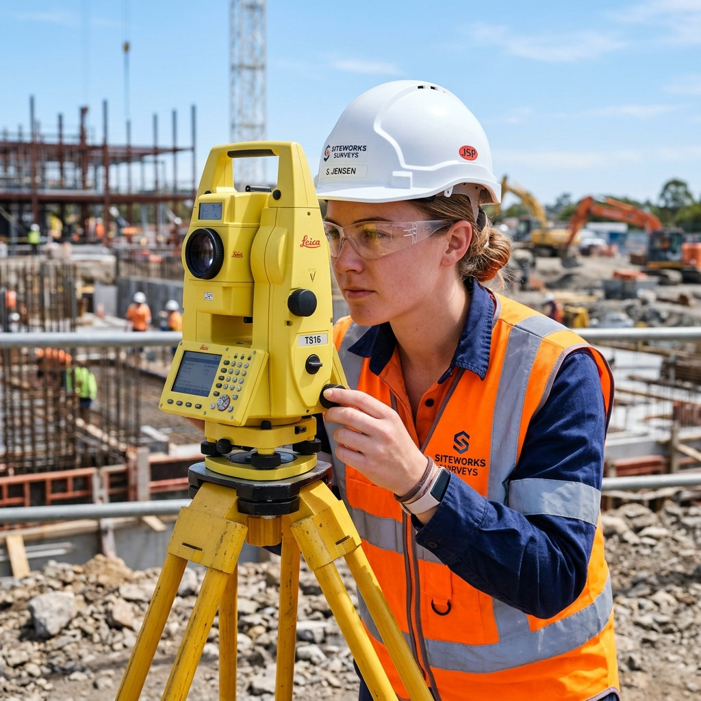 Land surveyor using modern optical level equipment